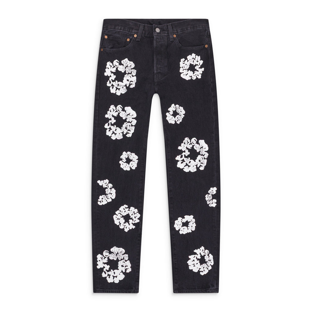 Black Cotton Wreath Jeans