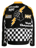 Haculla graphic-print zip-up biker jacket