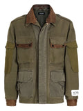 Dolce & Gabbana multi-pocket leather-collar jacket