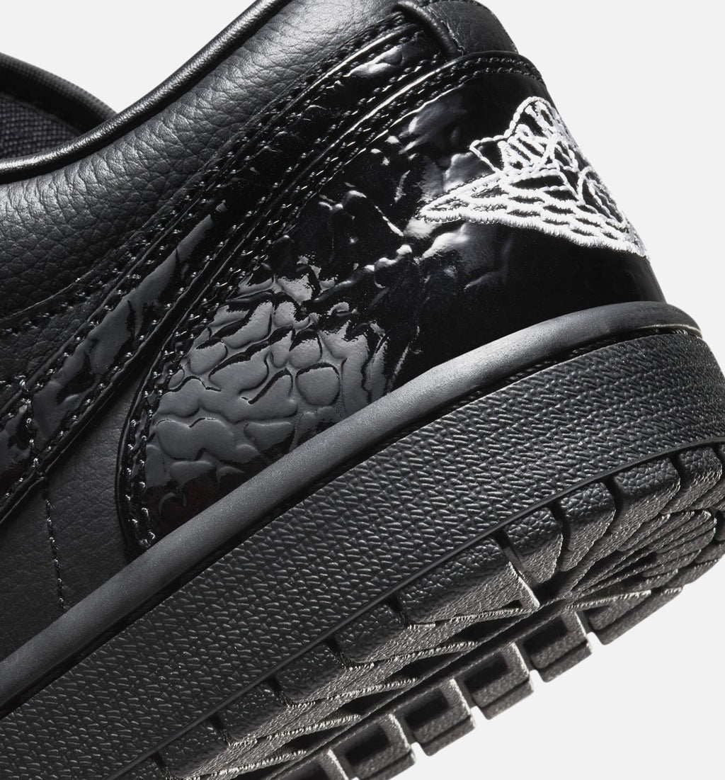 Air Jordan 1 Low Patent Elephant Womens Lifestyle Shoe | Black/White/Metallic Silver