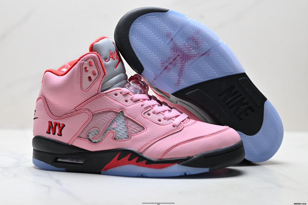 Air Jordan 5 Retro Pink Black Ice Blue Sneakers