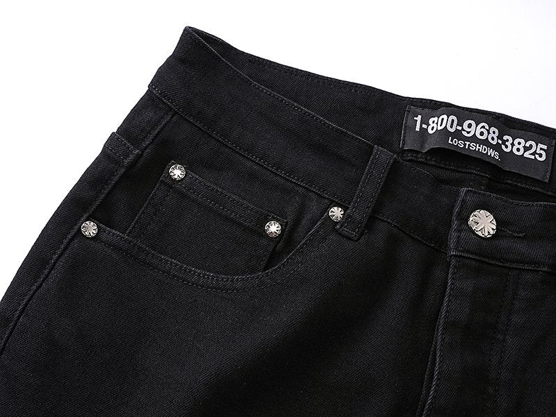 LOSTSHDWS Black Flared Jeans with Floral Embroidery