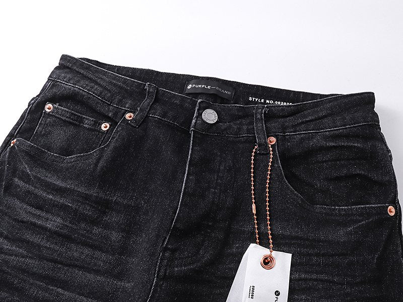 Purple Brand Black Distressed Paint-Splatter Jeans