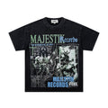 MAJESTIK Washed Black Concert-Collage Graphic T-Shirt