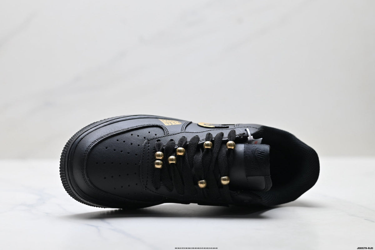 Nike Air Force 1 Low Black Gold Graphic Unisex Sneakers Style 14