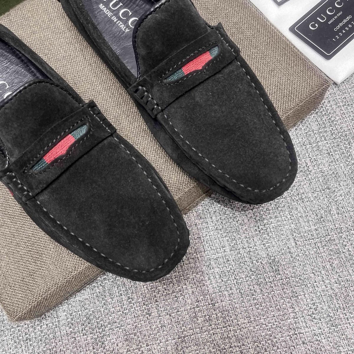 Gucci Men's Black Stripe Slip-On Loafers