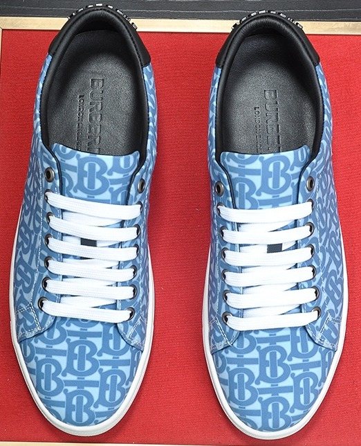 Burberry Blue Patterned Low-Top Sneakers
