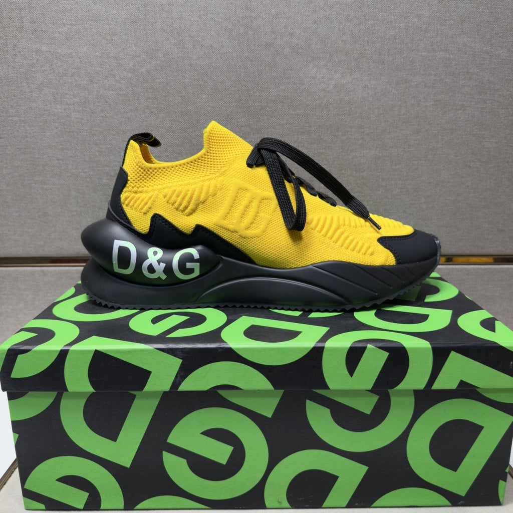 Dolce & Gabbana Yellow and Black Lace-Up Sneakers
