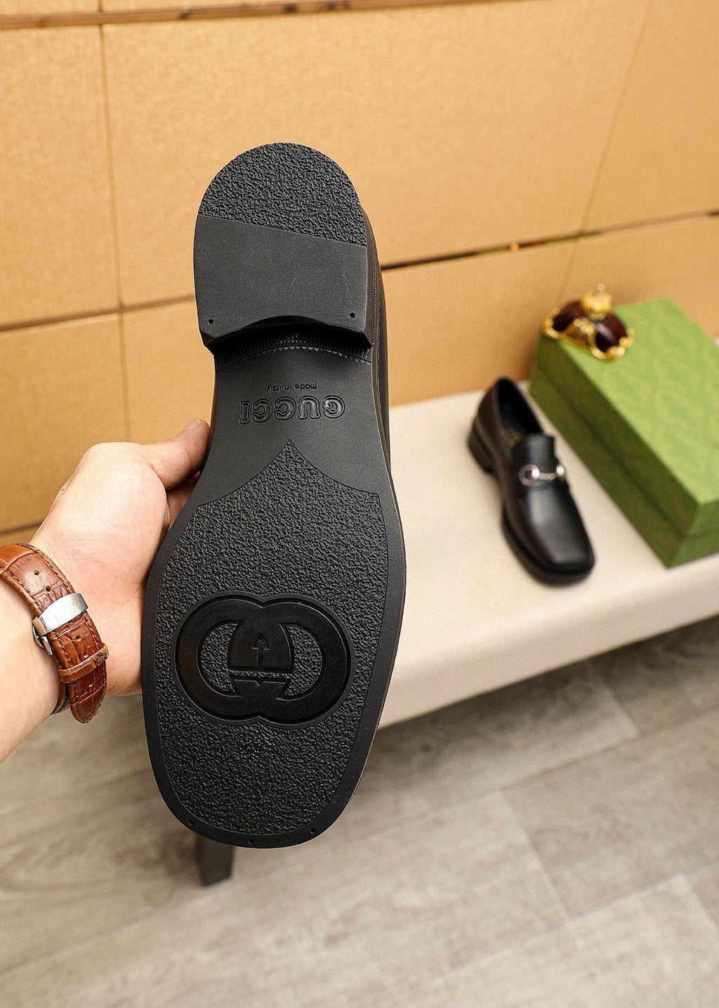Gucci Black Horsebit-Style Leather Loafers