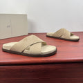 Brunello Cucinelli Men's Cross-Strap Slide Sandals - Low-Profile Dark Sole