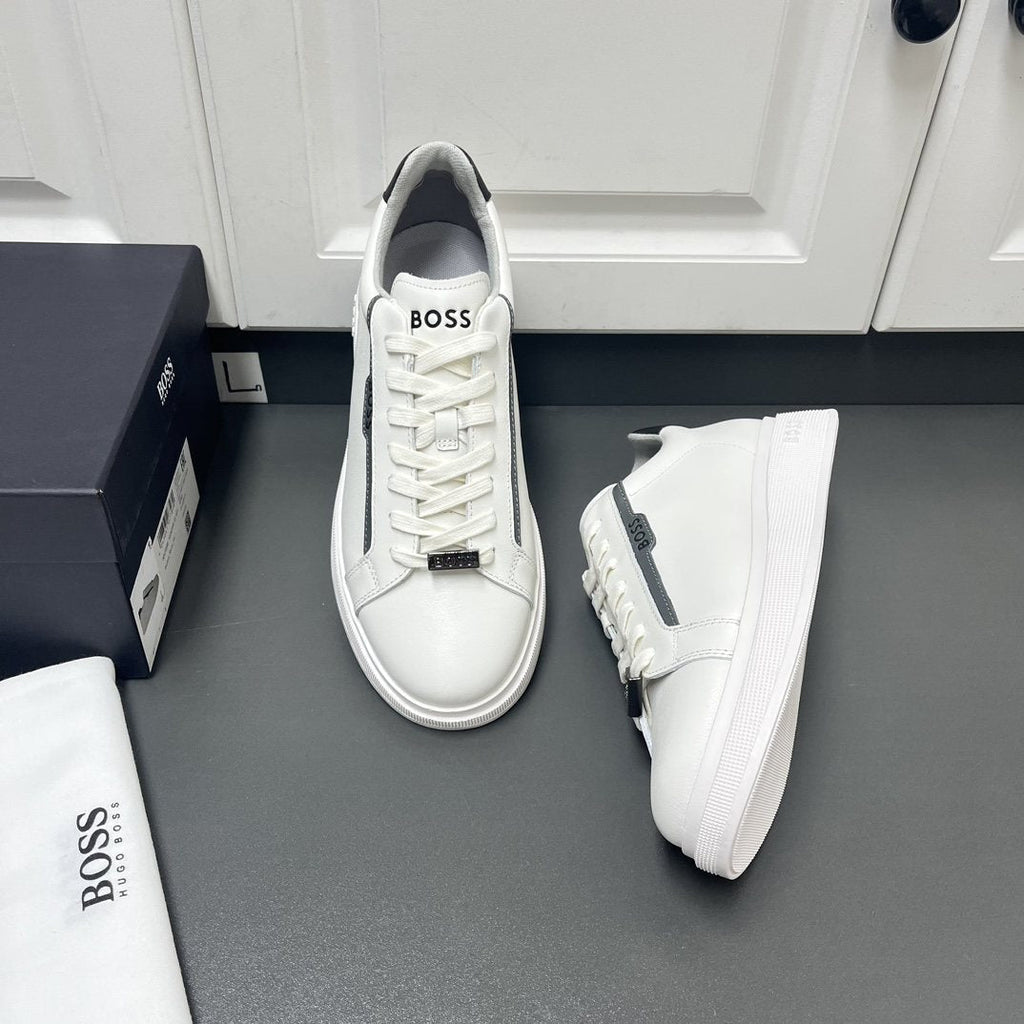 BOSS Men's Black Low-Top Sneakers - Black Finish With Tonal Sole