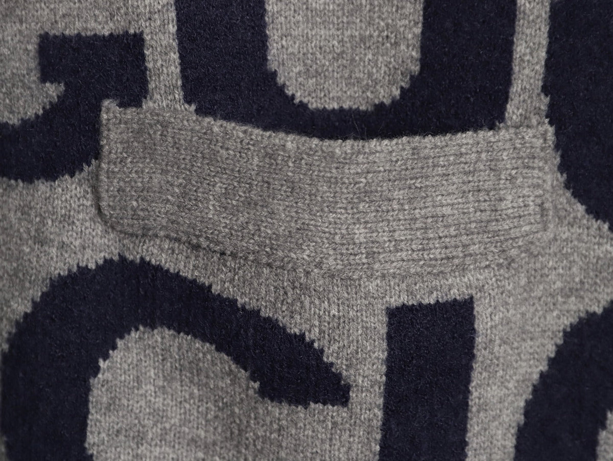 Gucci 24SS Gray Allover Letter Intarsia Cardigan