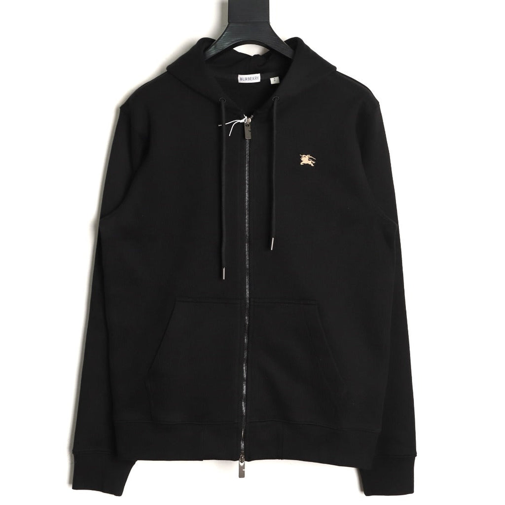 Burberry Oval Equestrian Back-Graphic Zip Hoodie - Black