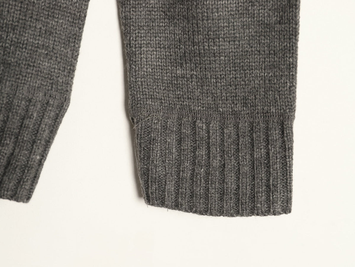 Prada Milano Logo Crewneck Knit Sweater - Gray